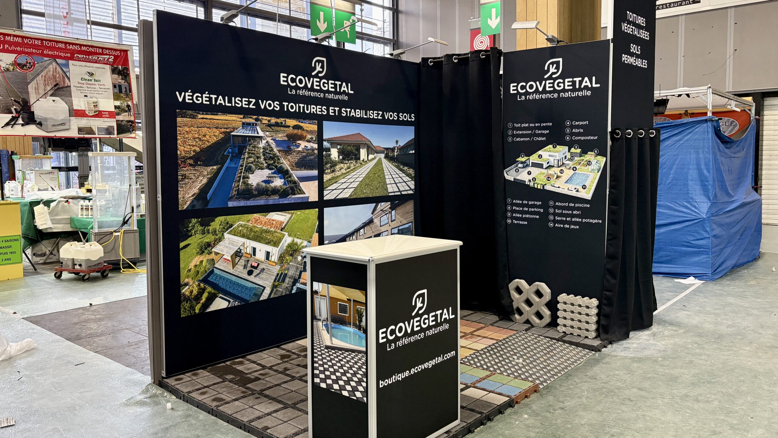 Stand EcoVegetal conçu par Affaire d'Idées — Foire de Paris 2026, hall 1 B009, vue d'ensemble